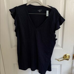LOFT Elegant NAVY V-Neck Blouse